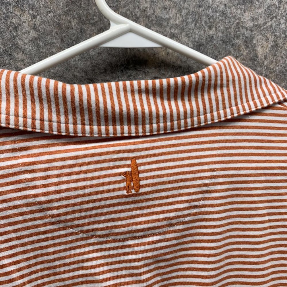 Johnnie O Polo Shirt Men Small Adult Orange White Striped Pockets Outdoors - Picture 13 of 15